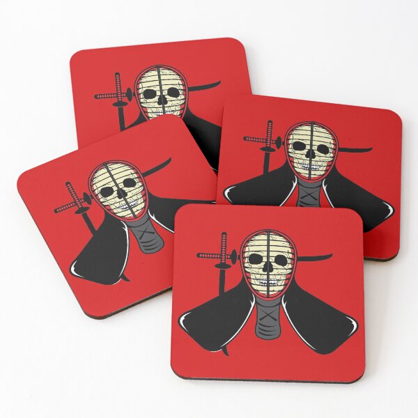 Item preview, Samurai Warrior Skull Wearing Japanese Kendo Mask designed and sold by HotHibiscus.