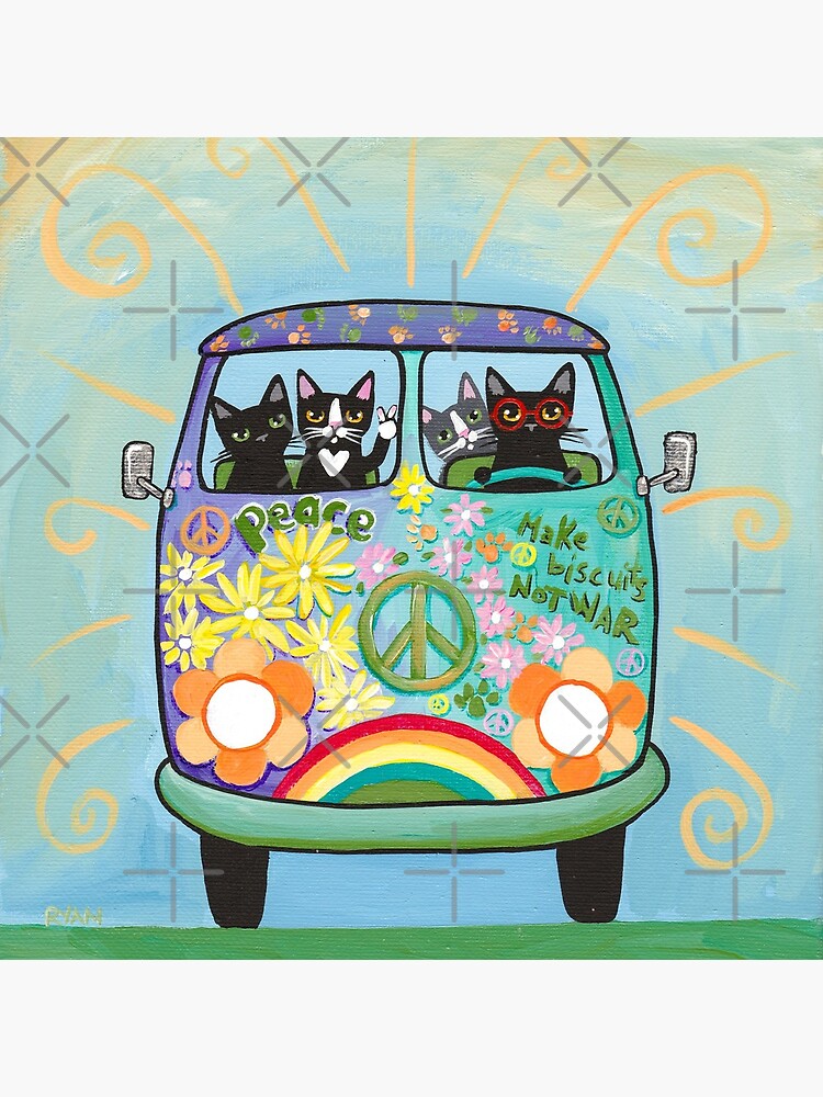Peace and Love Hippie Road Trip Cats by kilkennycat