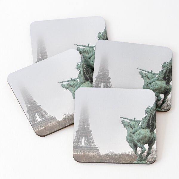 Item preview, Eiffel Tower and Bir-hakeim statue on a misty day - Paris designed and sold by Ulysse Pixel.