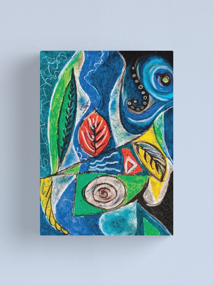 Alternate view of Abstract Leaf Shapes on Wavy Background Canvas Print