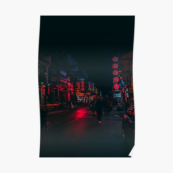 Red neon urban Poster
