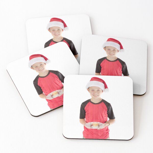 Item preview, Pre-teen boy in christmas hat and a mince pie designed and sold by Ben Gingell.