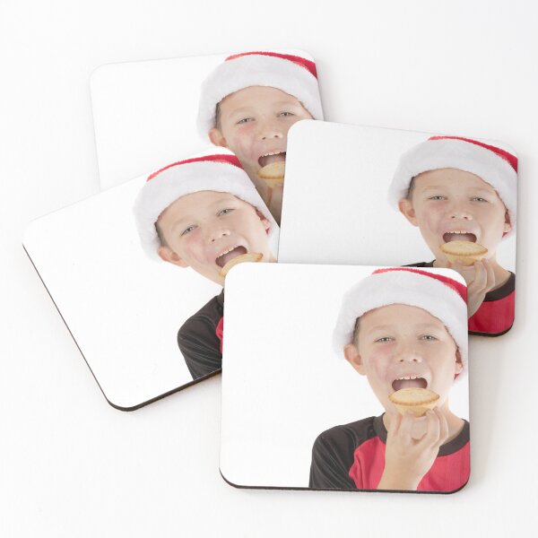 Item preview, Pre-teen boy about to eat a mince pie designed and sold by Ben Gingell.
