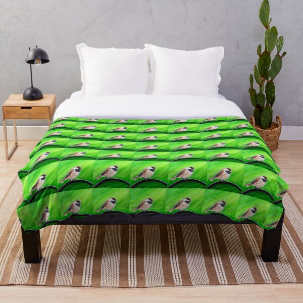 Friendly Chickadee Painting Throw Blanket