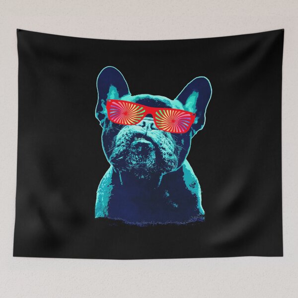 Item preview, French bulldog and psychedelic glasses designed and sold by Collagedream.