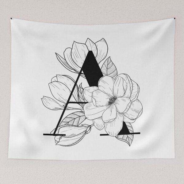 Item preview, Monogram A with Magnolia Line Art designed and sold by GraphicsbyNel.