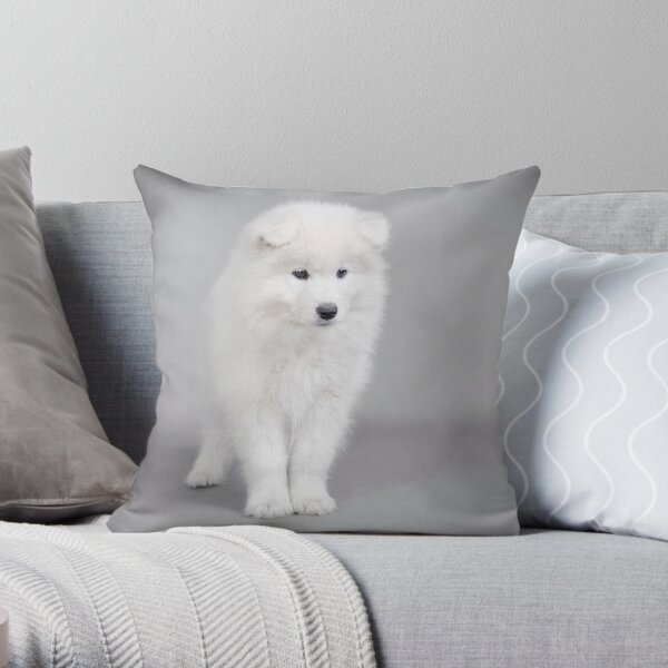 Samoyed puppy Throw Pillow