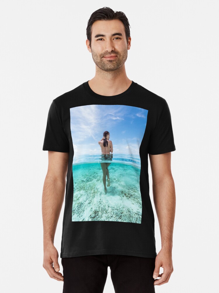 Sexy girl half in crystal clear water Premium T-Shirt for Sale by