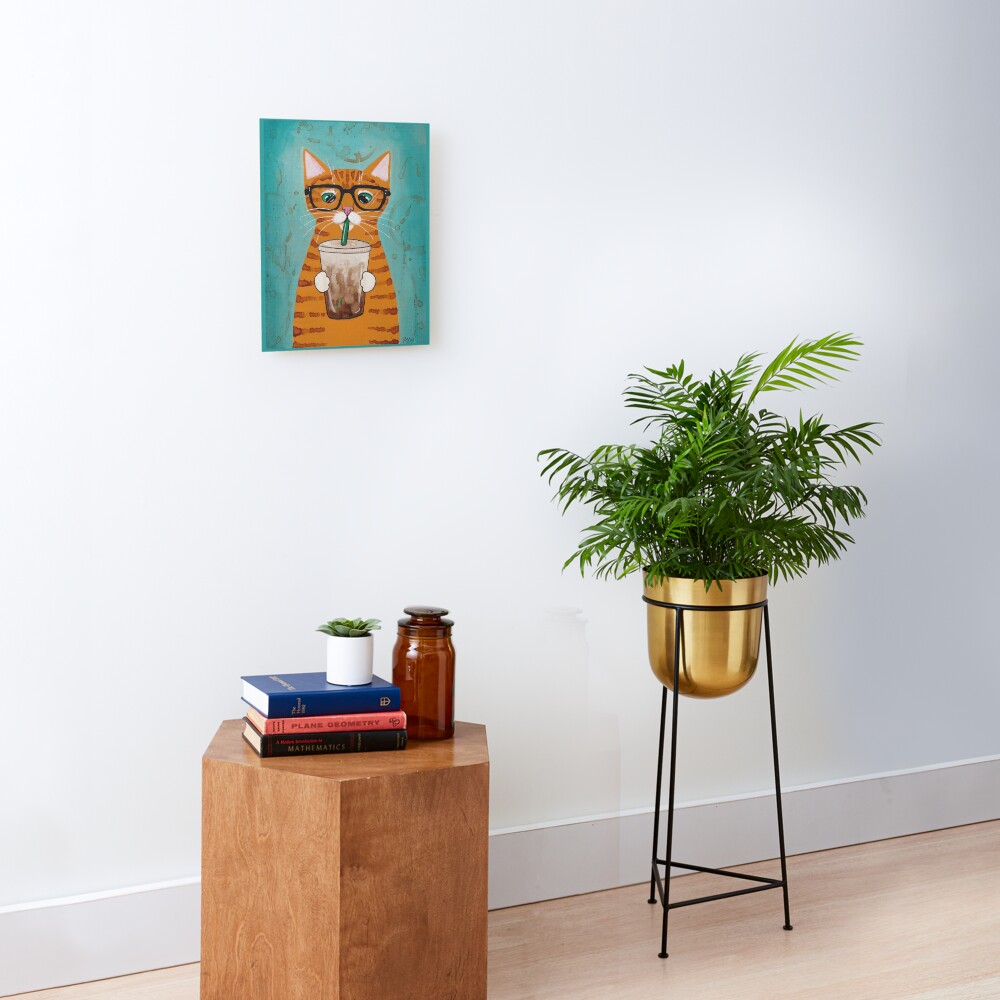 Iced Coffee Cat Mounted Print
