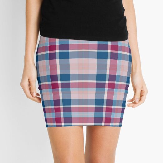 Blue Red Pink Plaid Mini Skirt