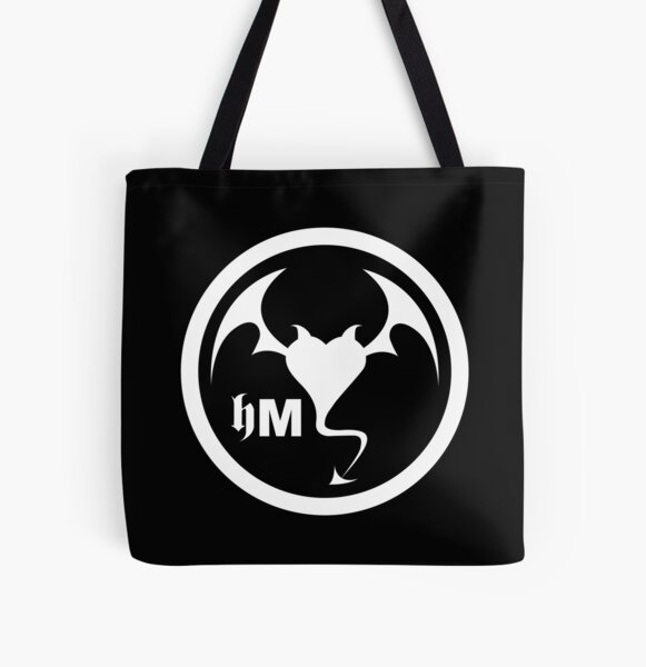 Hollywood Monsters Circle Bat Logo - WHITE PRINT All Over Print Tote Bag