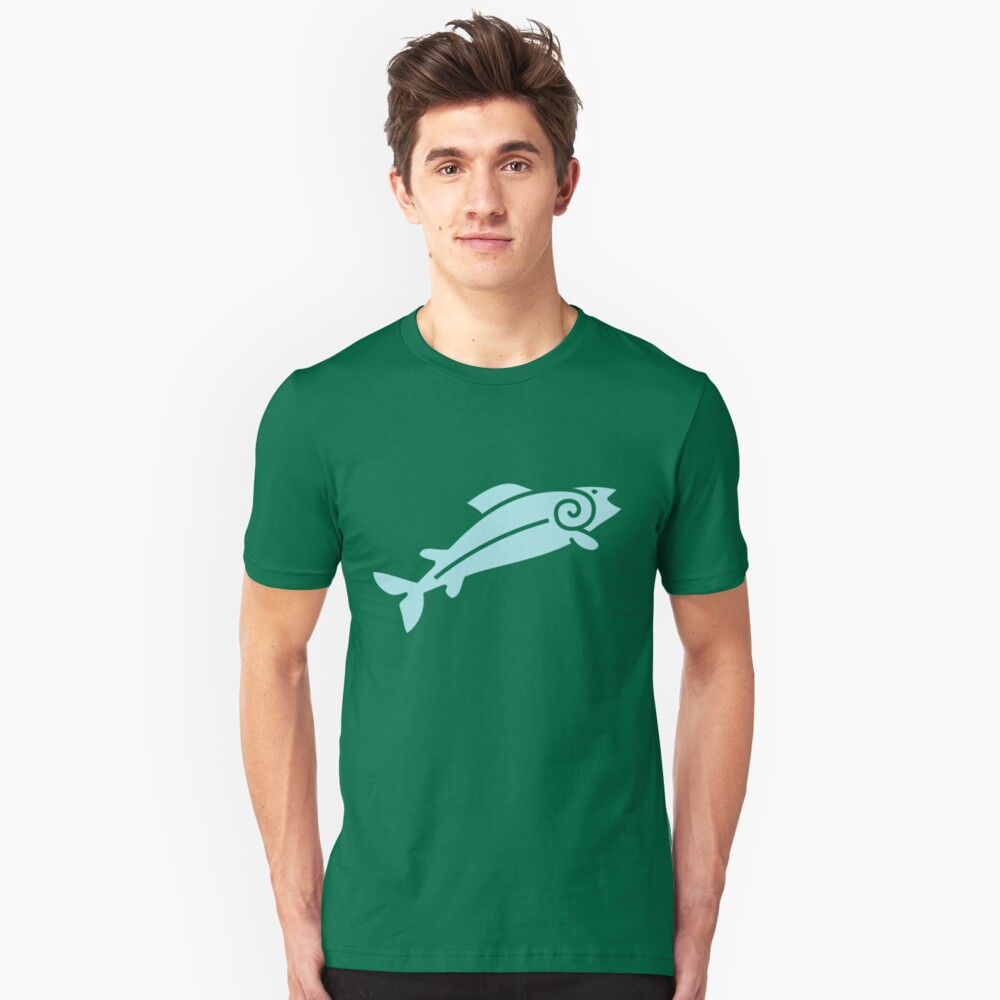Happy Salmon Jumping Slim Fit T-Shirt