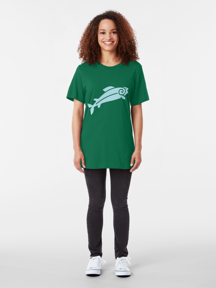 Alternate view of Happy Salmon Jumping Slim Fit T-Shirt