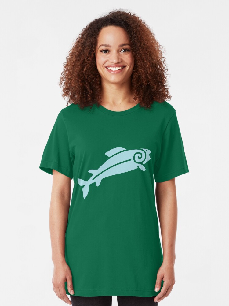 Alternate view of Happy Salmon Jumping Slim Fit T-Shirt