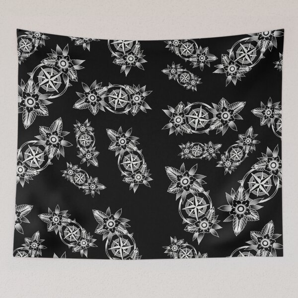 Item preview, Compass and flowers designed and sold by dtmtattoo.