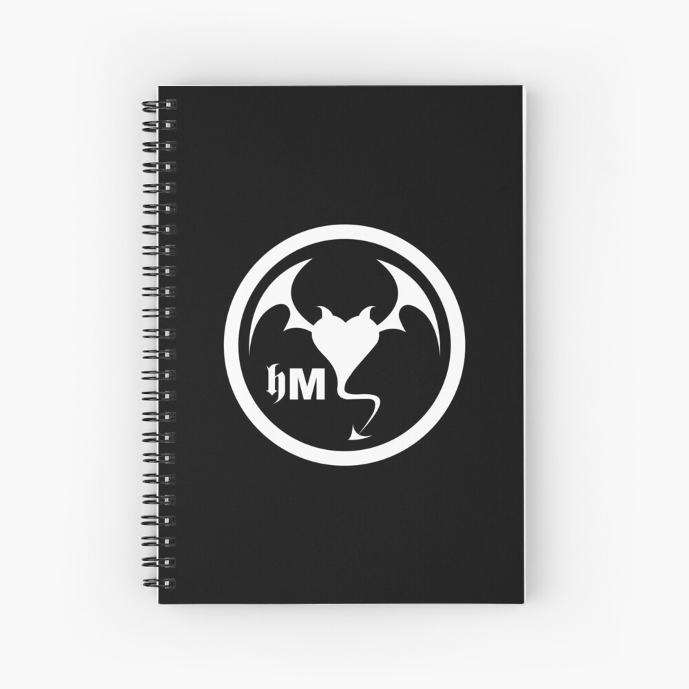 Hollywood Monsters Circle Bat Logo - WHITE PRINT Spiral Notebook