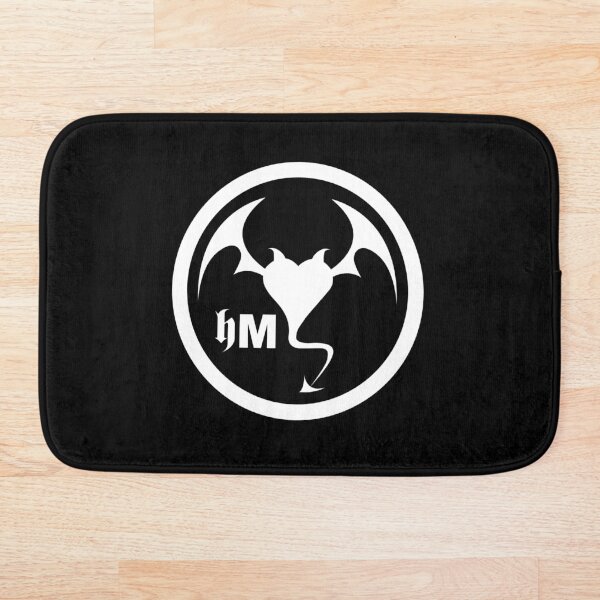 Hollywood Monsters Circle Bat Logo - WHITE PRINT Bath Mat