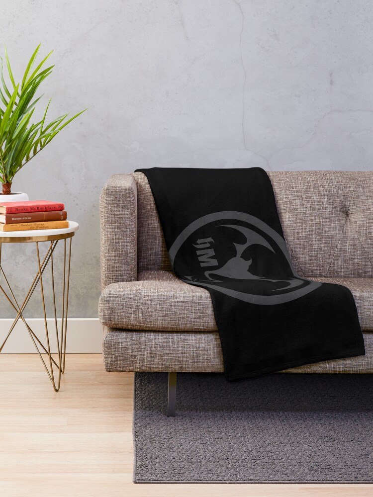 Thumbnail 2 of 6, Throw Blanket, Hollywood Monsters Circle Bat Logo - DARK GREY designed and sold by bzyrq.