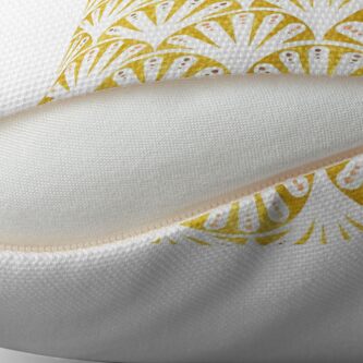 Alternate view of Art deco gold and white fan pattern Throw Pillow