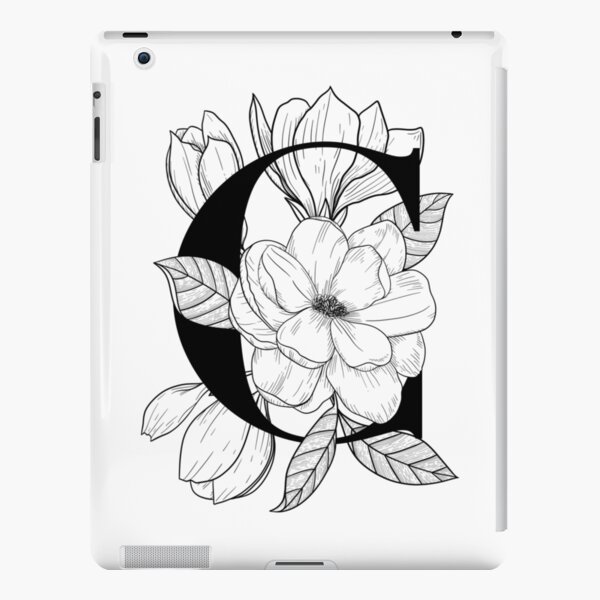 Monogram C with Magnolia Line Art iPad Snap Case