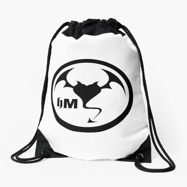 Hollywood Monsters Circle Bat Logo - BLACK PRINT Drawstring Bag