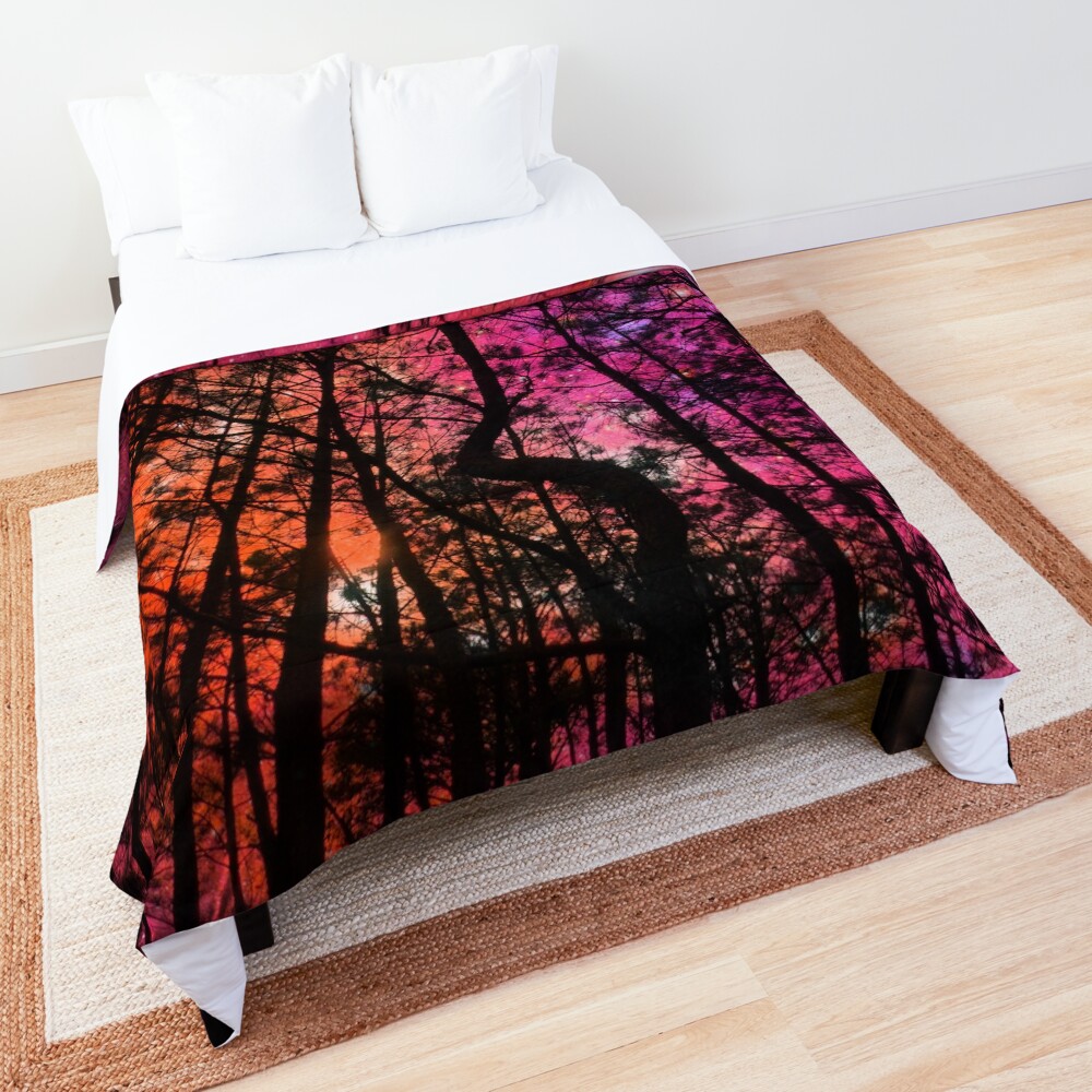 Twisted Forest Hot Pink Orange Comforter