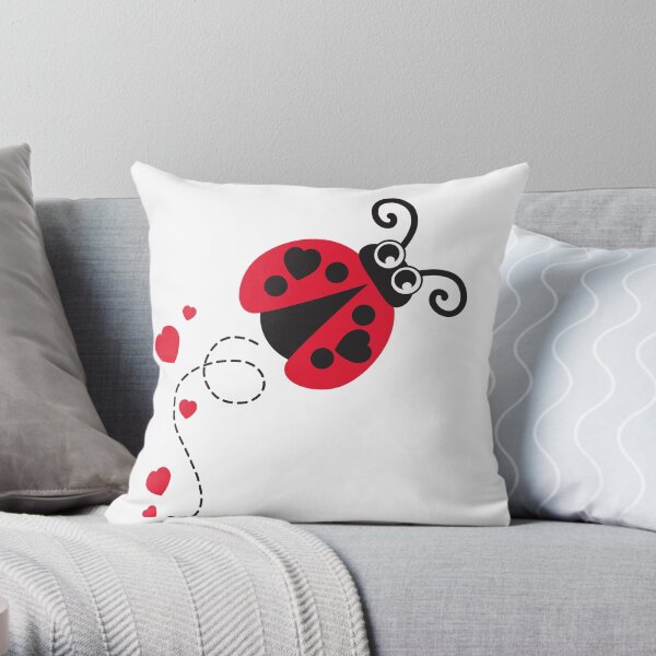 Love bug ladybug / ladybird red Throw Pillow