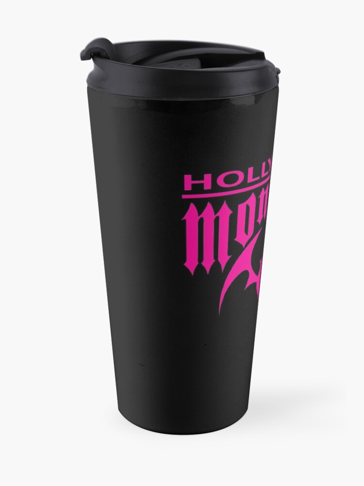Alternate view of Hollywood Monsters Text Bat Logo - PINK PRINT Travel Coffee Mug