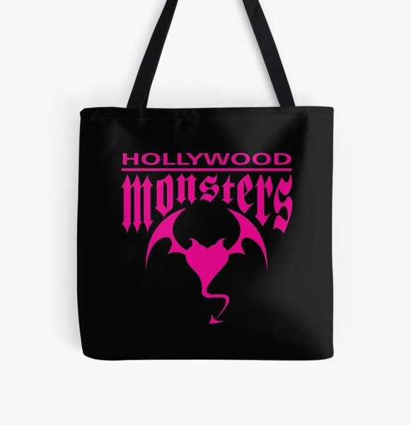 Hollywood Monsters Text Bat Logo - PINK PRINT All Over Print Tote Bag