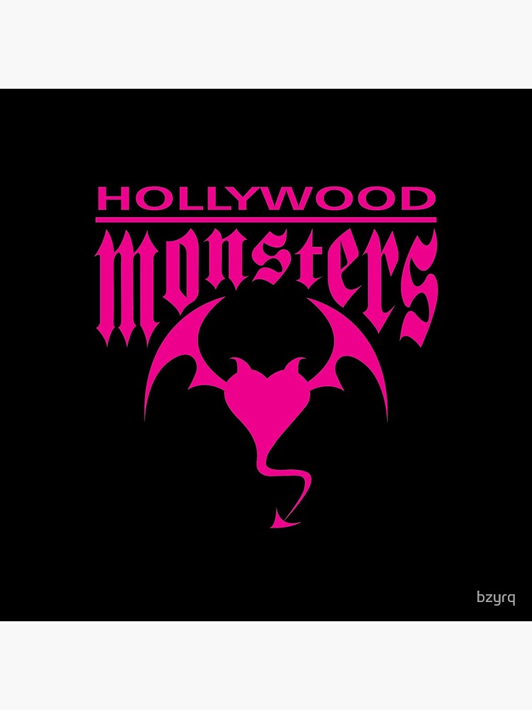 Thumbnail 4 of 4, Clock, Hollywood Monsters Text Bat Logo - PINK PRINT designed and sold by bzyrq.