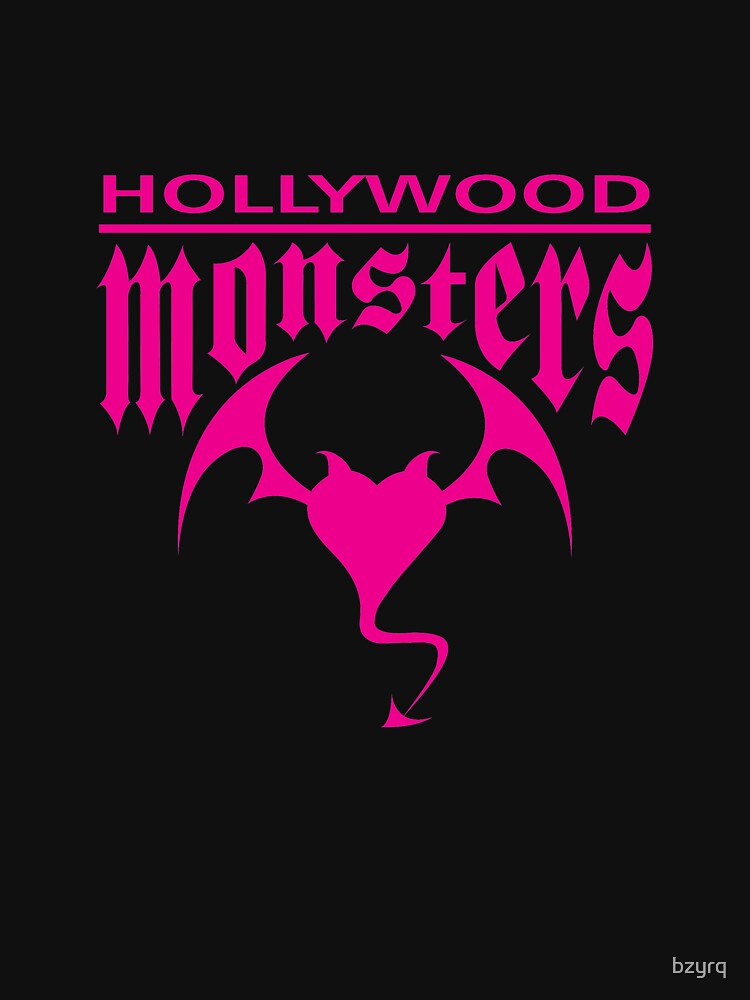 Thumbnail 3 of 3, Relaxed Fit T-Shirt, Hollywood Monsters Text Bat Logo - PINK PRINT designed and sold by bzyrq.