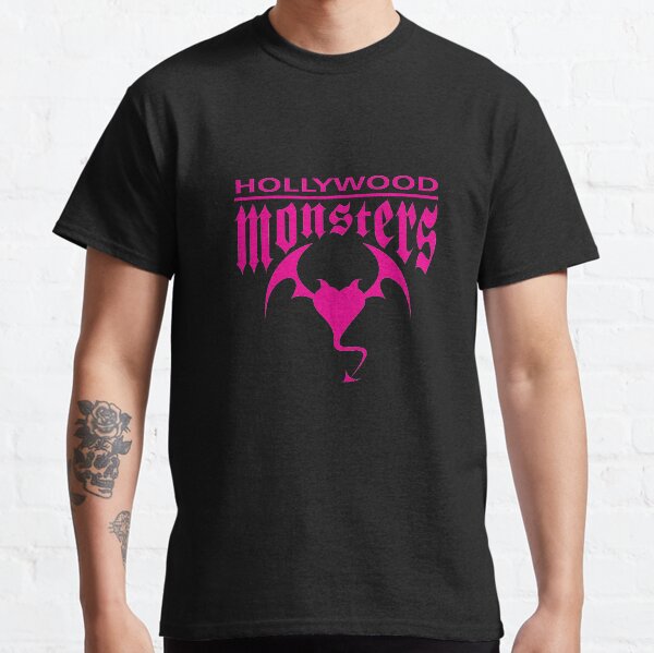 Hollywood Monsters Text Bat Logo - PINK PRINT Classic T-Shirt
