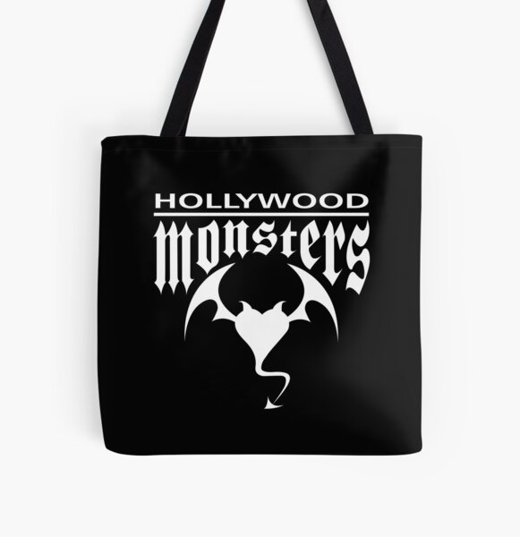 Hollywood Monsters Text Bat Logo - WHITE PRINT All Over Print Tote Bag