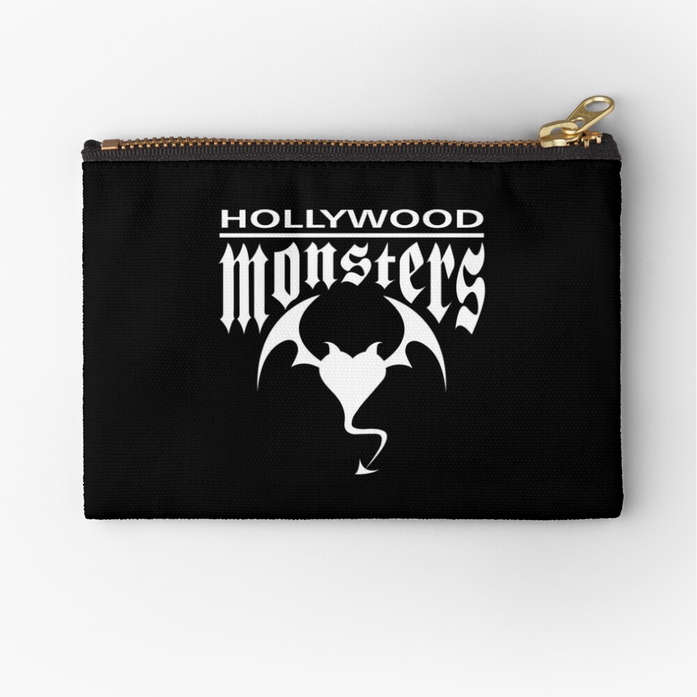 Hollywood Monsters Text Bat Logo - WHITE PRINT Zipper Pouch