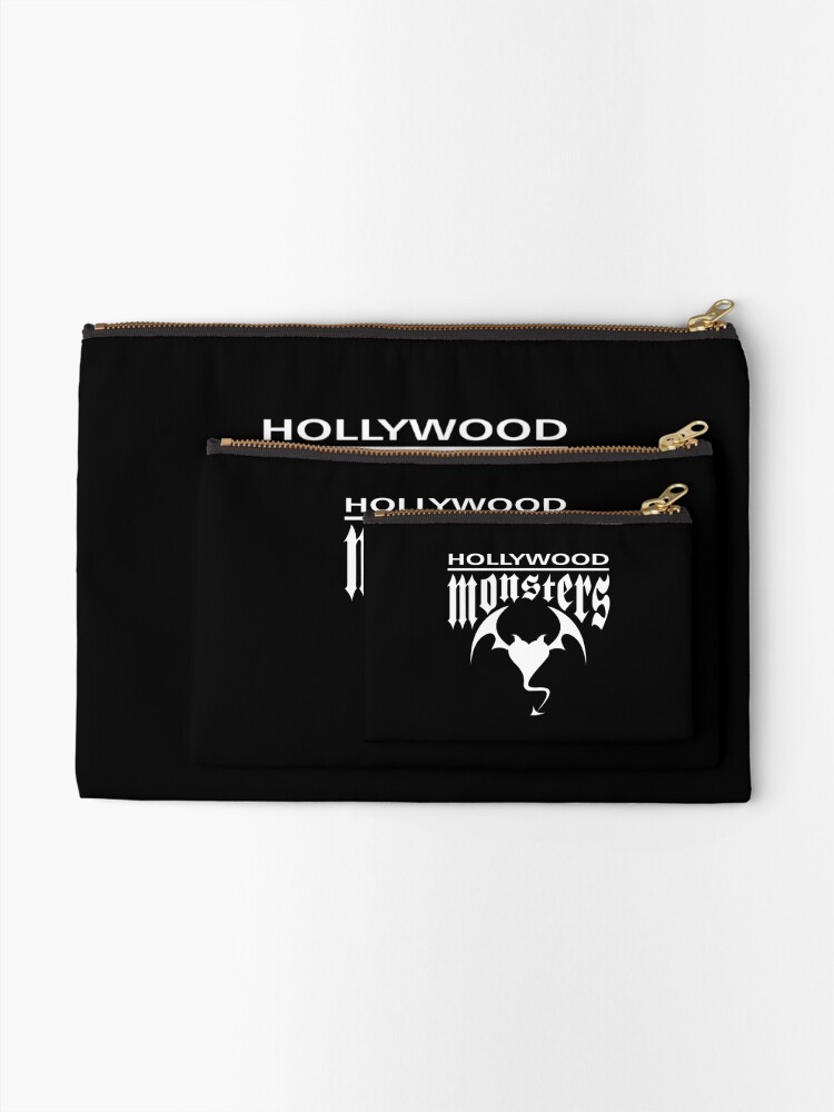 Alternate view of Hollywood Monsters Text Bat Logo - WHITE PRINT Zipper Pouch