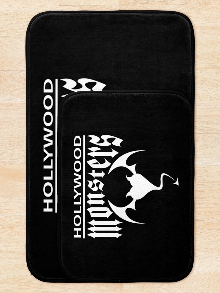 Alternate view of Hollywood Monsters Text Bat Logo - WHITE PRINT Bath Mat