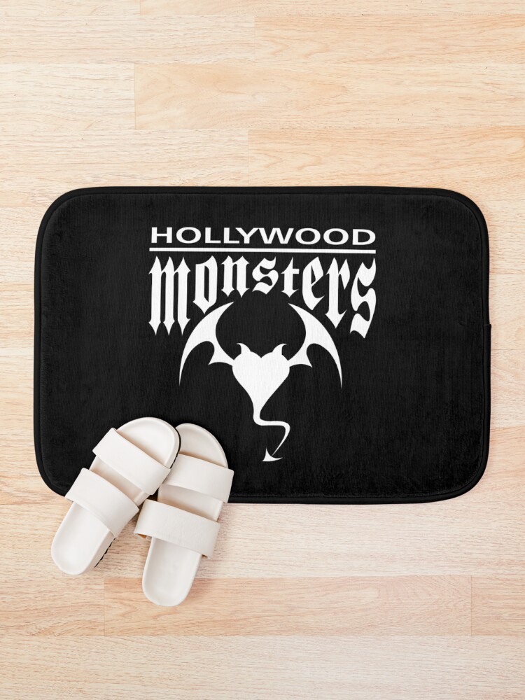 Alternate view of Hollywood Monsters Text Bat Logo - WHITE PRINT Bath Mat