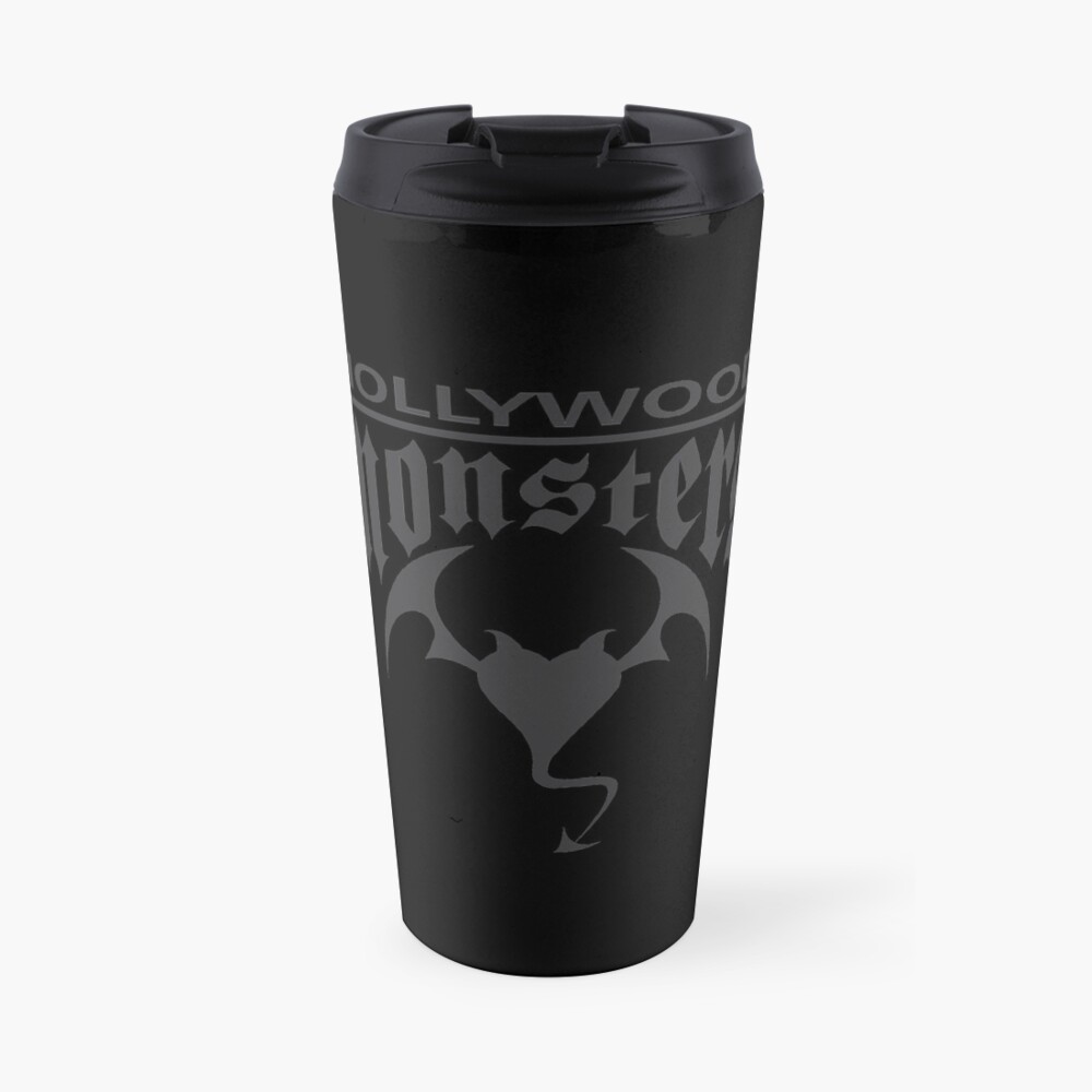 Hollywood Monsters Text Bat Logo - DARK GREY Travel Coffee Mug