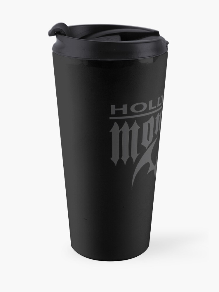Alternate view of Hollywood Monsters Text Bat Logo - DARK GREY Travel Coffee Mug