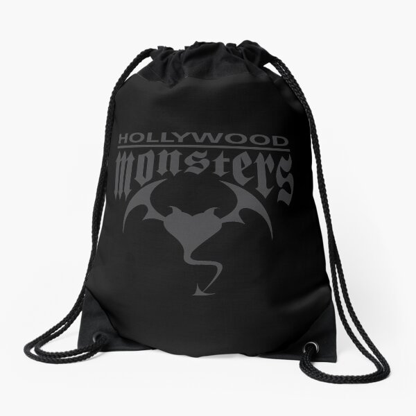 Hollywood Monsters Text Bat Logo - DARK GREY Drawstring Bag