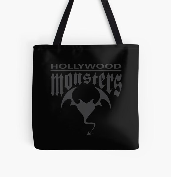 Hollywood Monsters Text Bat Logo - DARK GREY All Over Print Tote Bag