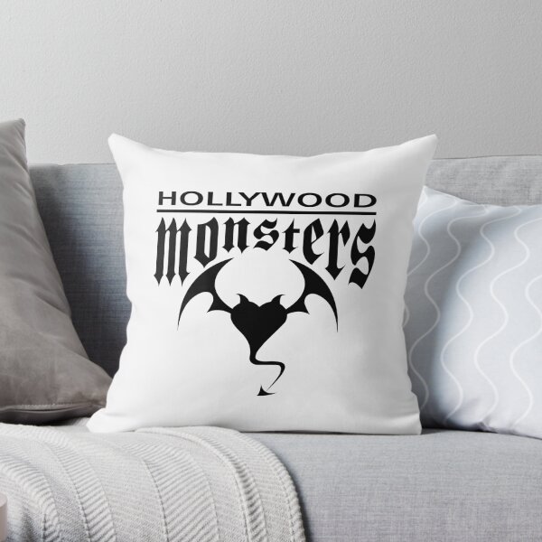 Hollywood Monsters Text Bat Logo - BLACK PRINT Throw Pillow