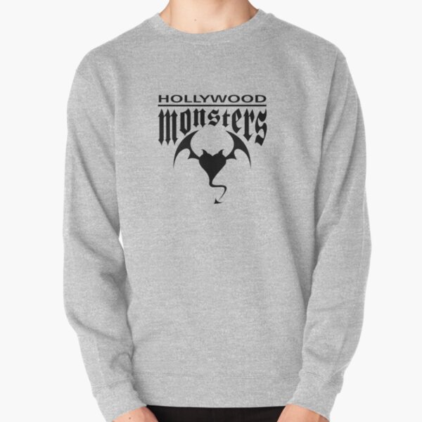 Hollywood Monsters Text Bat Logo - BLACK PRINT Pullover Sweatshirt