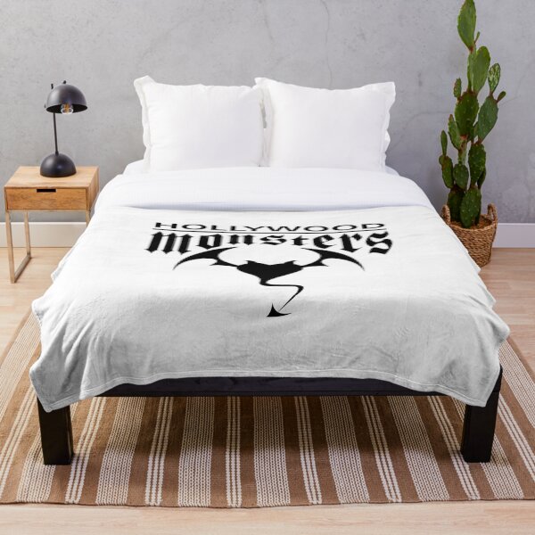 Hollywood Monsters Text Bat Logo - BLACK PRINT Throw Blanket