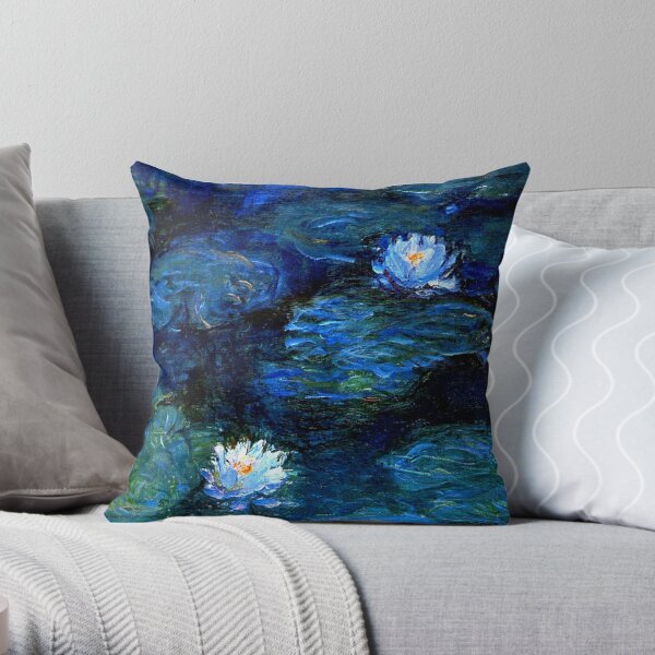 Personality pure calm water with goldfish on blue background pillow covers