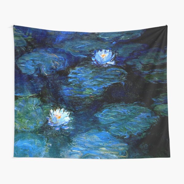 Water Lilies Monet deep blue Tapestry