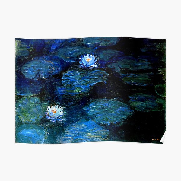 Water Lilies Monet deep blue Poster