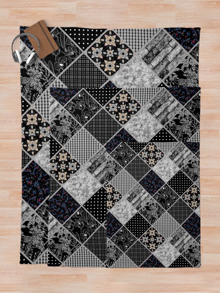 " Black white patchwork, patchwork, black and white, folk, rustic
