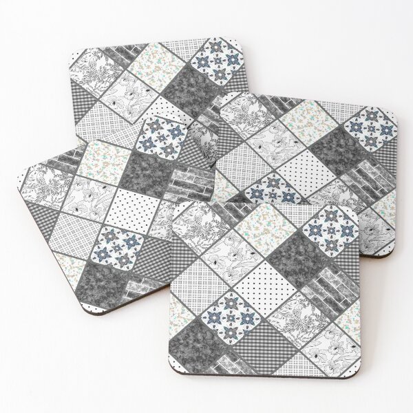 Item preview,  Black white patchwork, patchwork, black and white, folk, rustic, retro, sixties designed and sold by fuzzyfox.