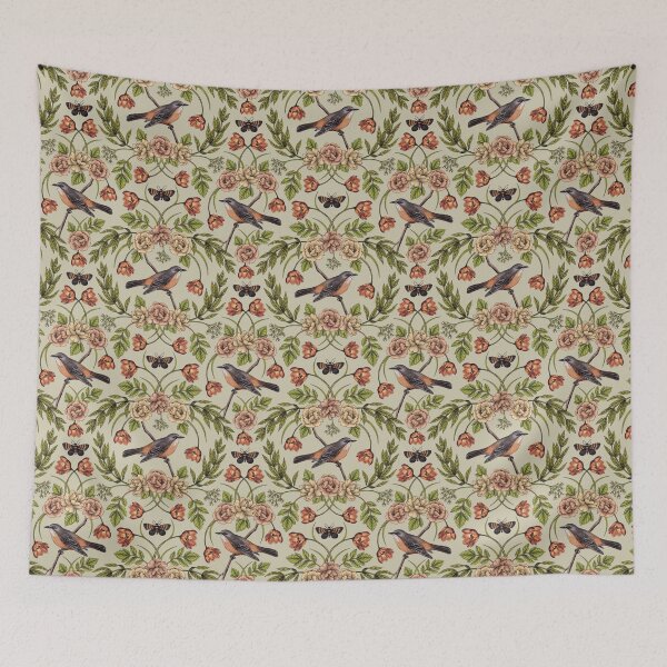 Item preview, In The Garden - Nature Pattern w/ Birds, Flowers & Moths designed and sold by somecallmebeth.
